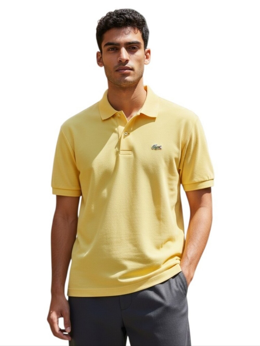 Lacoste Sporty Rich Golf Tennis Polo Shirt Pale Yellow Men's Small